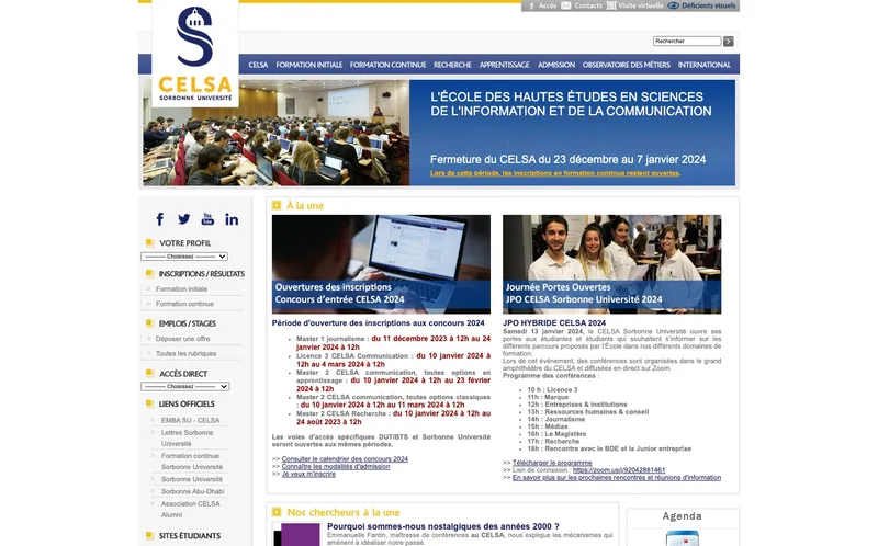 Celsa Sorbonne Université classement, campus, admission