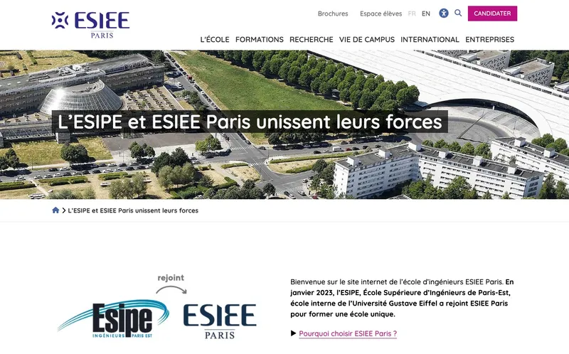 Esipe - Ecole Superieure D'Ingenieurs Paris Est Marne La Vallee classement, campus, admission