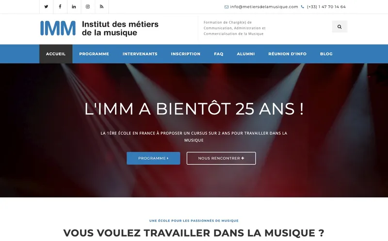 Institut Des Metiers De La Musique classement, campus, admission