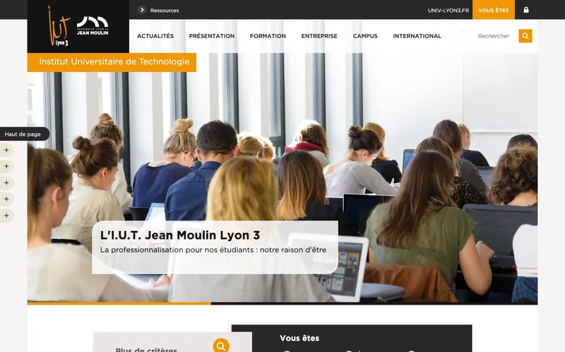 Iut De Jean Moulin Lyon 3 classement, campus, admission