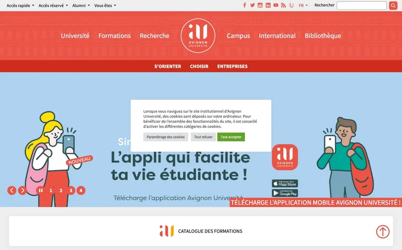 Université Avignon classement, campus, admission