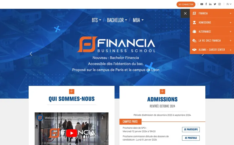 Financia Business School classement, campus, admission