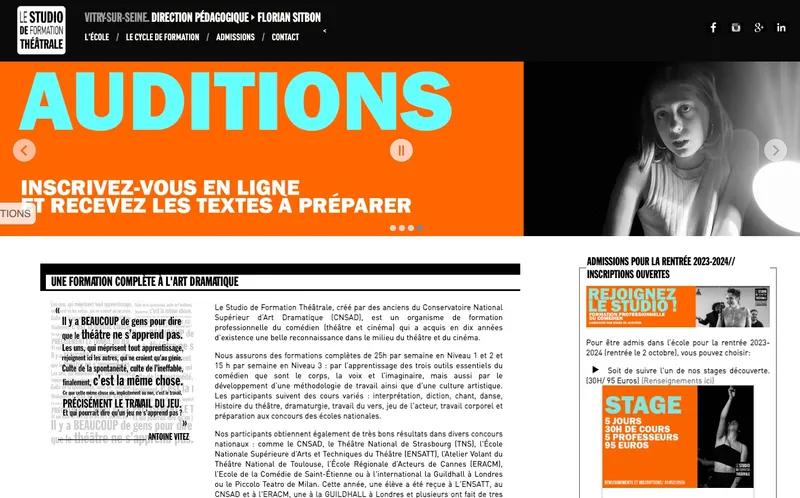 Le Studio De Formation Theatrale classement, campus, admission