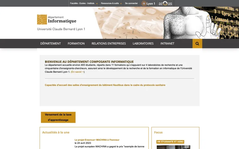Université Lyon 1 - Departement Informatique classement, campus, admission